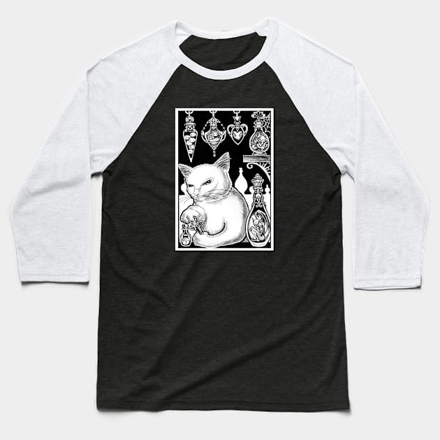 The Demon Collector - Cat Baseball T-Shirt by Nat Ewert Art